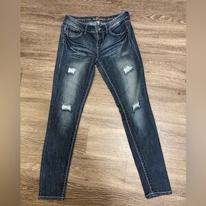 Dollhouse Distressed Dark Blue Skinny Jeans